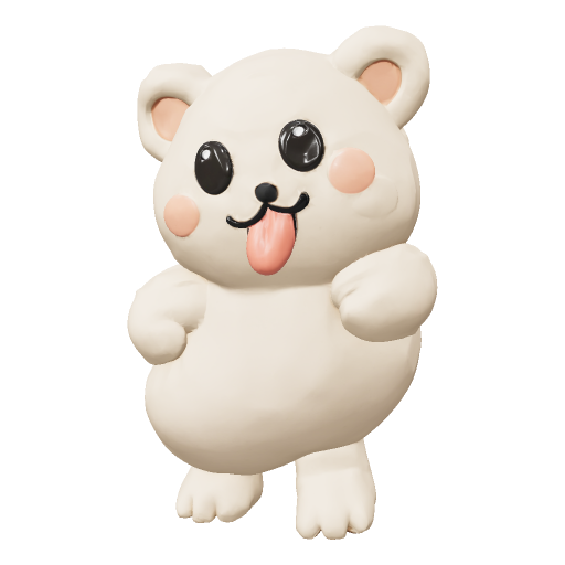 Boneka beruang krem, dibuat dari tiga foto sudut berbeda