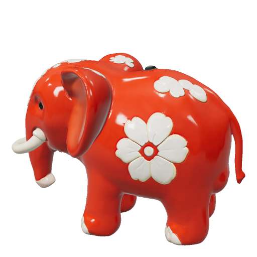 Gajah keramik dengan tekstur 8K